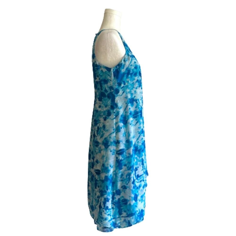 Calvin Klein Dress Blue Watercolor Sleeveless Knee Length Shift Trapeze Size 4 - Picture 4 of 12